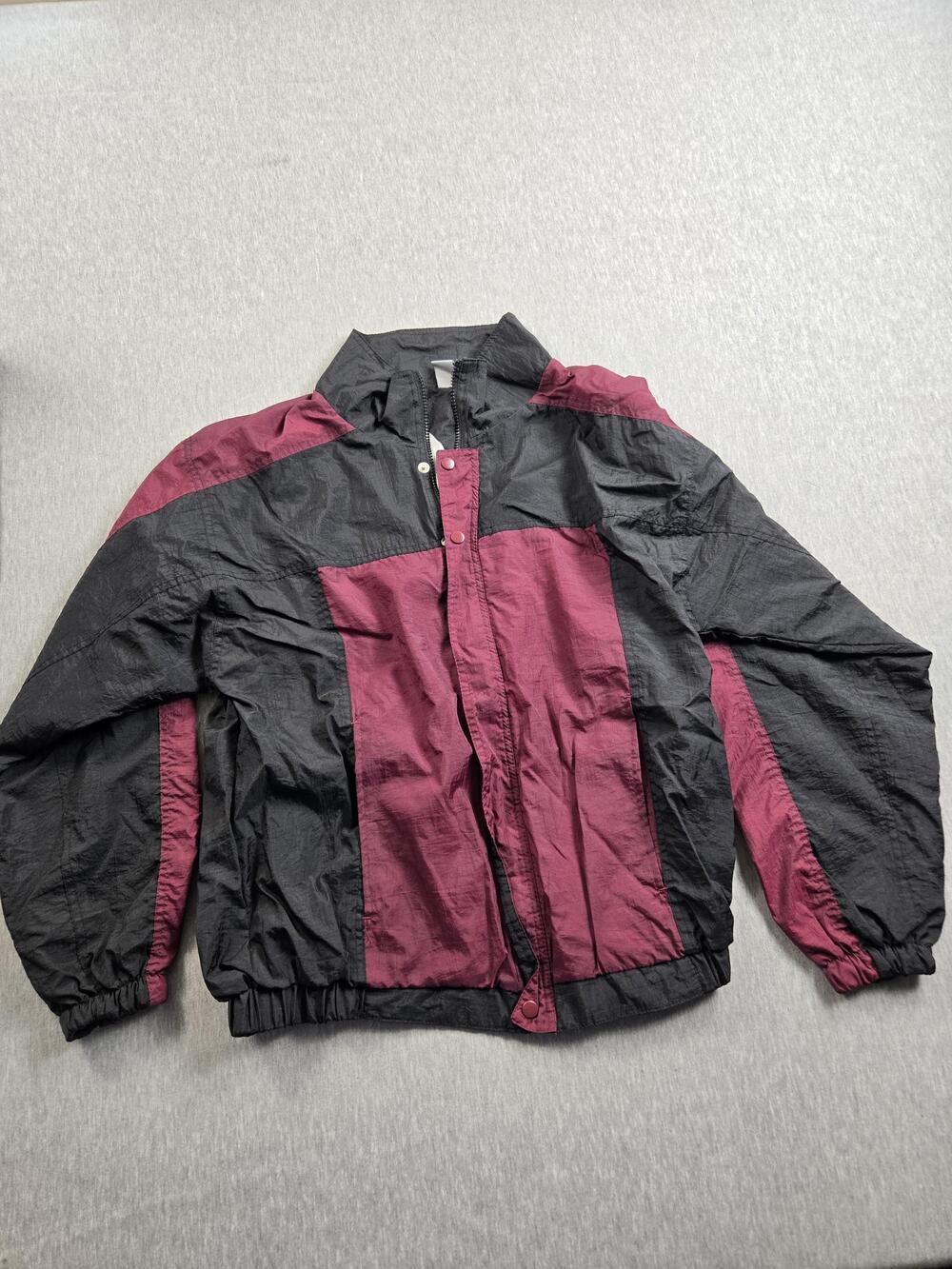 Franklin Sports Jacket Mens Medium Black Burgundy Colorblock Windbreaker Nylon